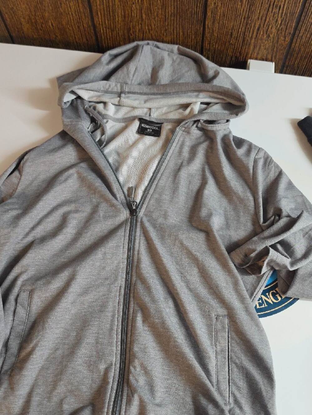 32 Degrees Light Gray Full-Zip Hooded Sweatshirt - Picture 2 of 3